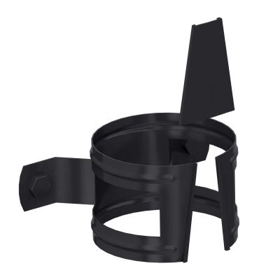 Держатель трубы водостока d100 на дерево RAL 9005 Черный металлический вид