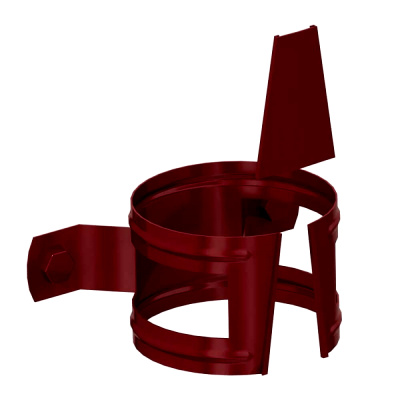 Держатель трубы водостока d100 на дерево RAL P363 Вишня металлический вид